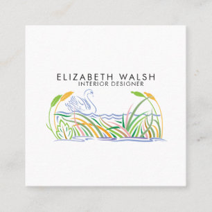 Elegant Beautiful Modern Minimalist Square Business Card