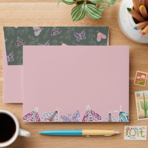 Elegant Beautiful pastel handpainted Twilight Moth Envelope
