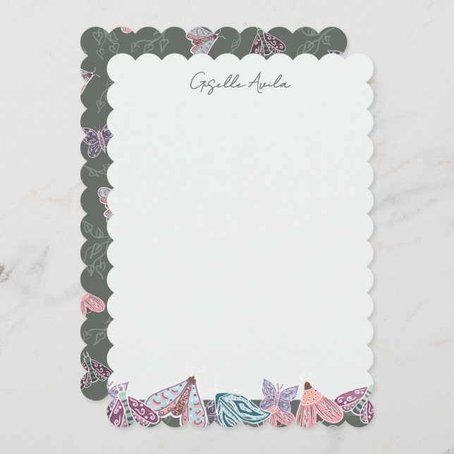 Elegant Beautiful pastel handpainted Twilight Moth Invitation (Front/Back)
