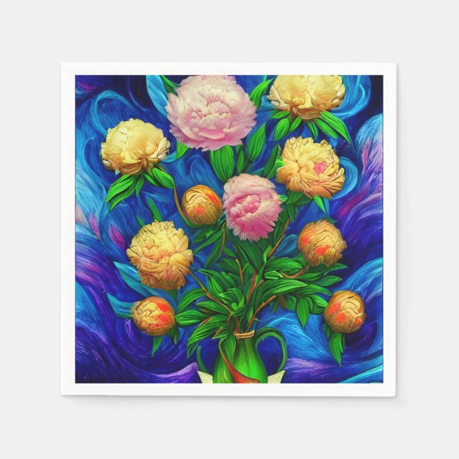 Elegant Beautiful Peony Collection Napkin (Front)