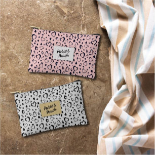 Elegant Beautiful Pink Heart Name personalised Accessory Pouch