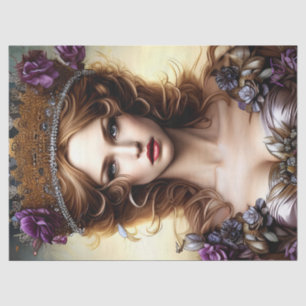 Elegant Beautiful Princess Purple Rose Decoupage Tissue Paper