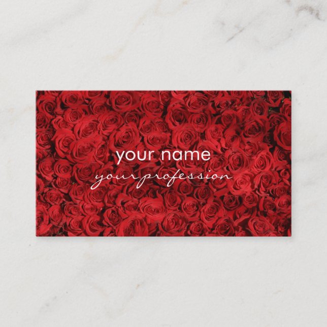 elegant beautiful stylish red roses photograph business card (Front)
