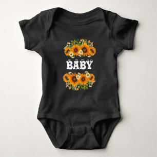 elegant beautiful sunflower floral baby flower bodysuit
