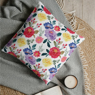 Elegant beautiful vintage colourful floral pattern cushion