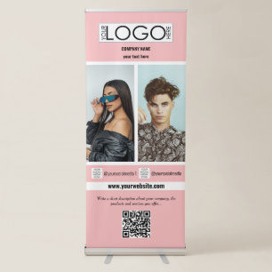 Elegant Beauty Business Promotional 2 Photo Pink Retractable Banner