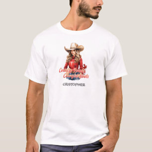 Elegant beauty Christmas cowgirl with hat  T-Shirt