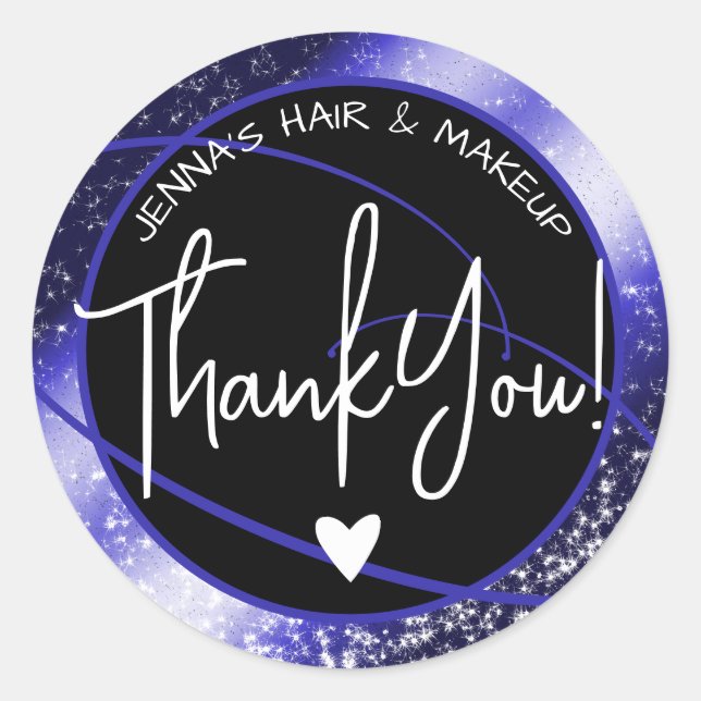 Elegant Beauty Favour Labels Stylish Blue Glitter  (Front)