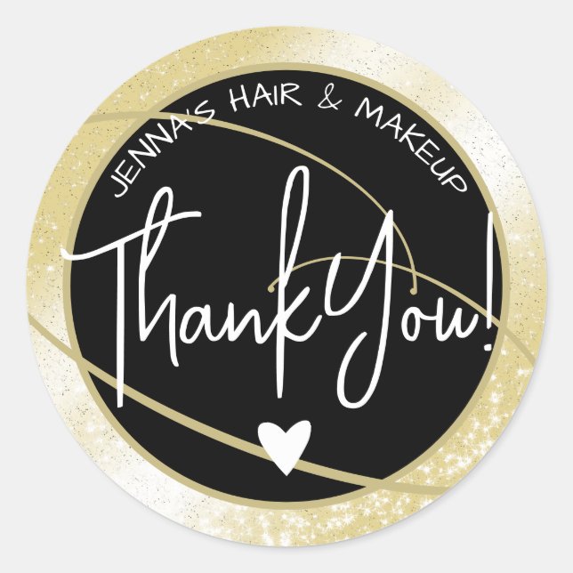 Elegant Beauty Favour Labels Stylish Gold Glitter  (Front)