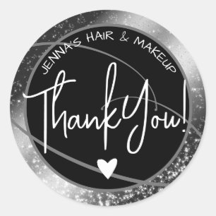 Elegant Beauty Favour Labels Stylish Grey Glitter