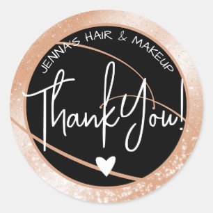 Elegant Beauty Favour Labels Stylish Peach Glitter