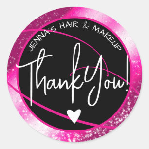 Elegant Beauty Favour Labels Stylish Pink Glitter