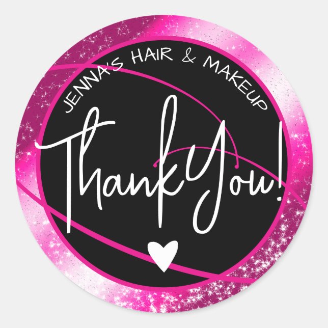 Elegant Beauty Favour Labels Stylish Pink Glitter  (Front)