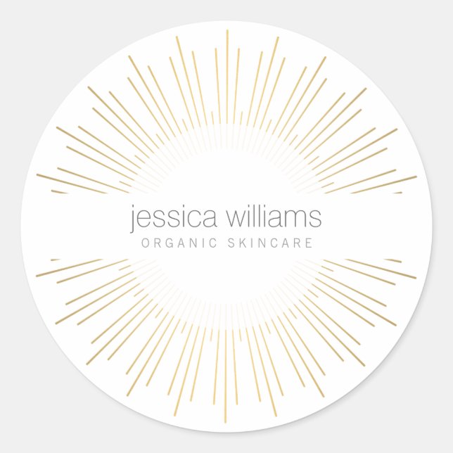Elegant Beauty Gold Sunburst Classic Round Sticker (Front)