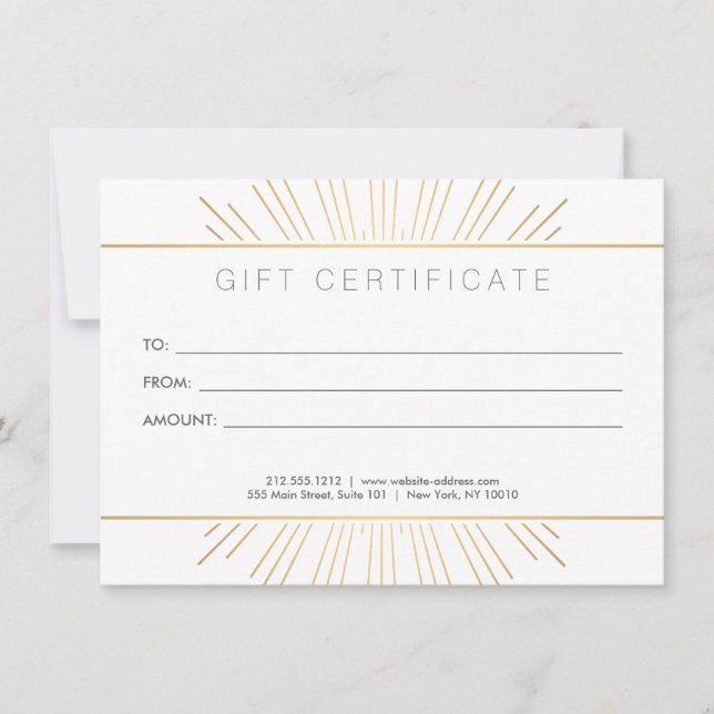 Elegant Beauty Gold Sunburst Salon Gift Card (Front)