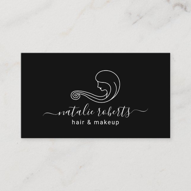 Elegant Beauty Logo Hair Stylist Makeup Artist Business Card (Front)
