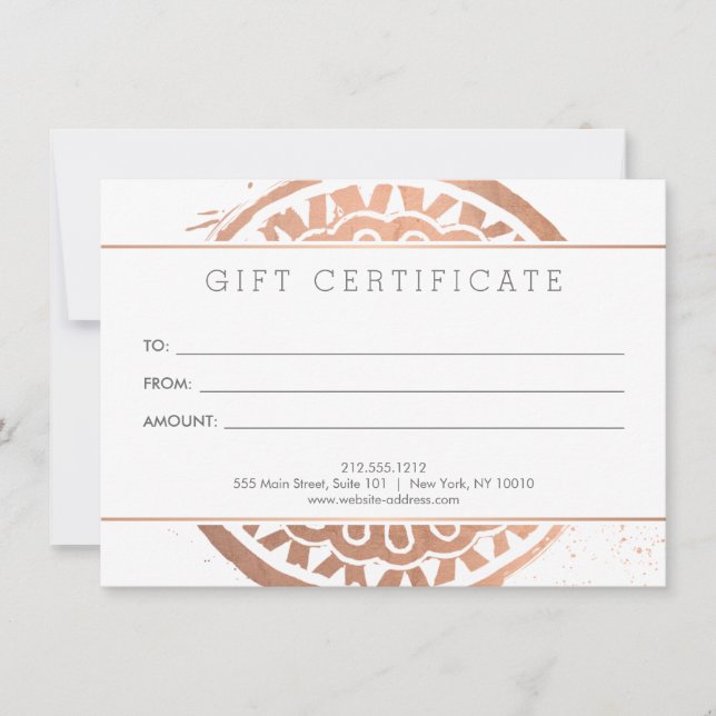 Elegant Beauty Mandala Logo Rose Gold Gift Card (Front)