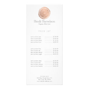 Elegant Beauty Mandala Logo Rose Gold Rack Card