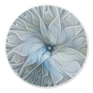Elegant Beauty Modern Abstract Fractal Art Flower Ceramic Knob