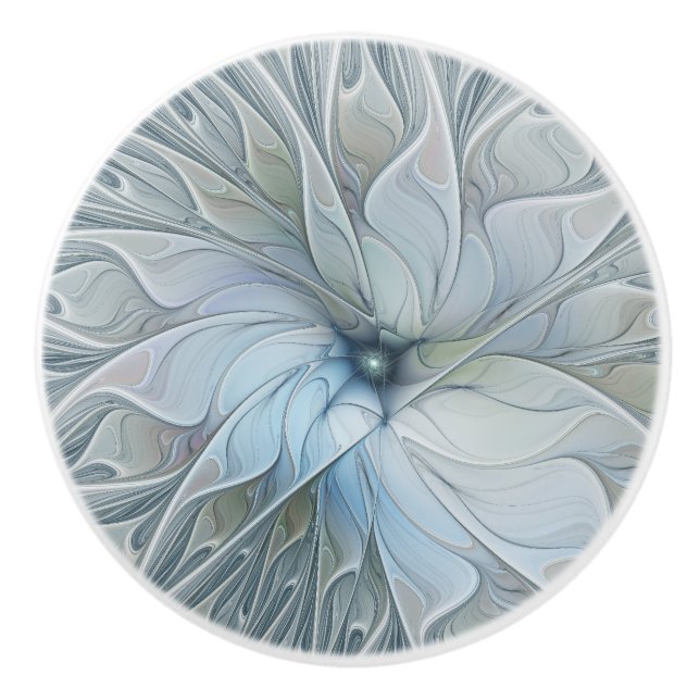 Elegant Beauty Modern Abstract Fractal Art Flower Ceramic Knob (Front)