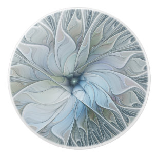 Elegant Beauty Modern Abstract Fractal Art Flower Ceramic Knob