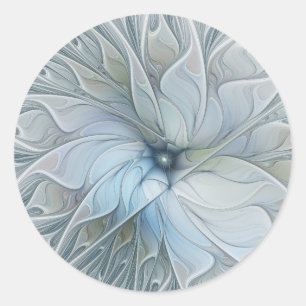 Elegant Beauty Modern Abstract Fractal Art Flower Classic Round Sticker