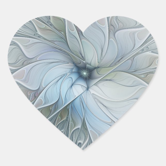 Elegant Beauty Modern Abstract Fractal Art Flower Heart Sticker (Front)