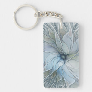 Elegant Beauty Modern Abstract Fractal Art Flower Key Ring
