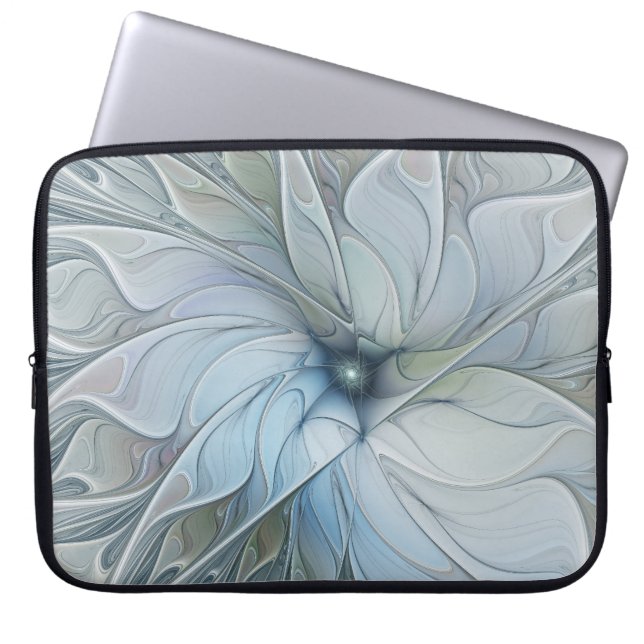 Elegant Beauty Modern Abstract Fractal Art Flower Laptop Sleeve (Front)