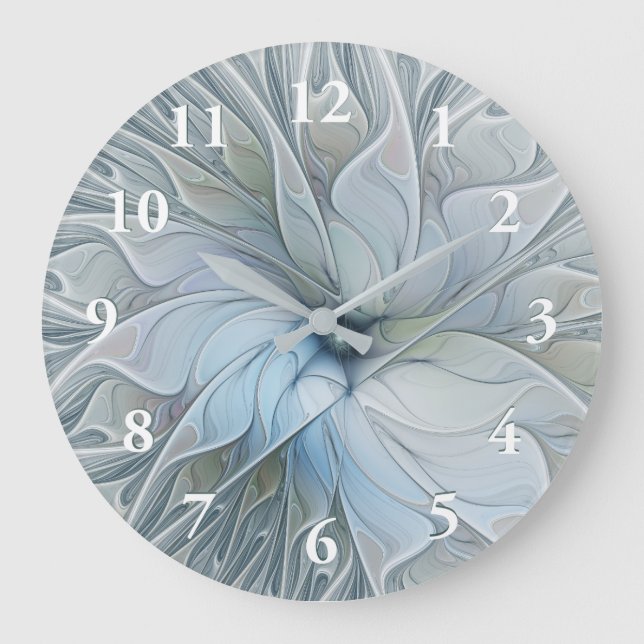 Elegant Beauty Modern Abstract Fractal Art Flower Large Clock (Front)