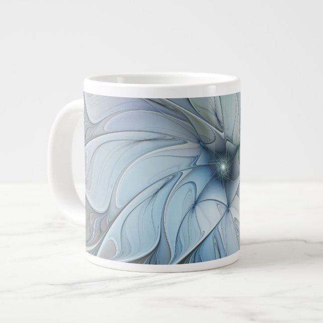 Elegant Beauty Modern Abstract Fractal Art Flower Large Coffee Mug (Front Left)