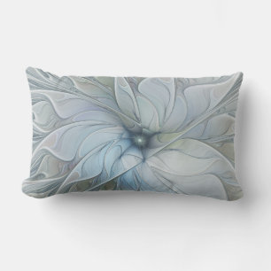 Elegant Beauty Modern Abstract Fractal Art Flower Lumbar Cushion
