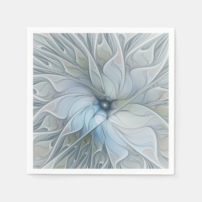 Elegant Beauty Modern Abstract Fractal Art Flower Napkin (Front)
