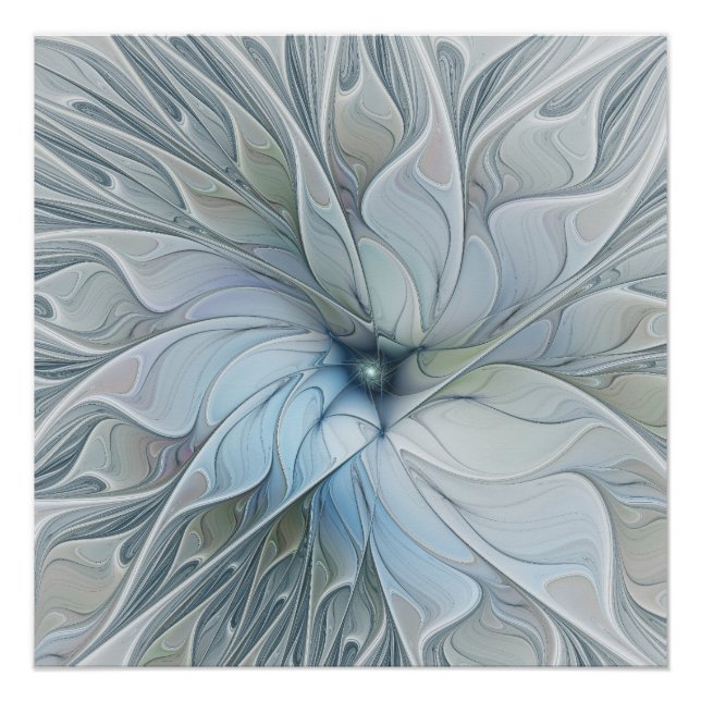 Elegant Beauty Modern Abstract Fractal Art Flower Poster (Front)