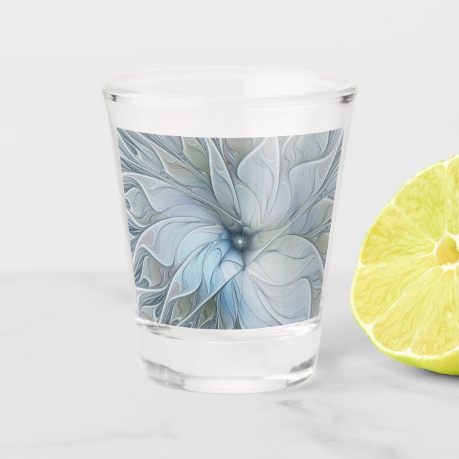 Elegant Beauty Modern Abstract Fractal Art Flower Shot Glass (Front)