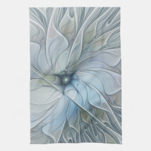 Elegant Beauty Modern Abstract Fractal Art Flower Tea Towel