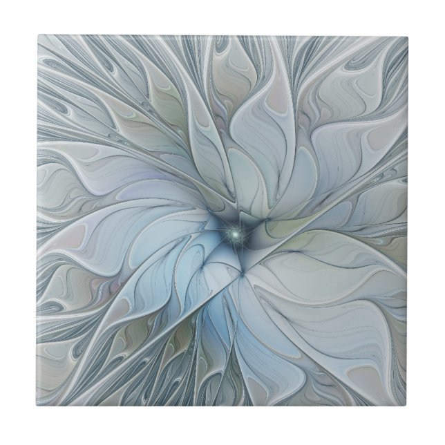 Elegant Beauty Modern Abstract Fractal Art Flower Tile (Front)