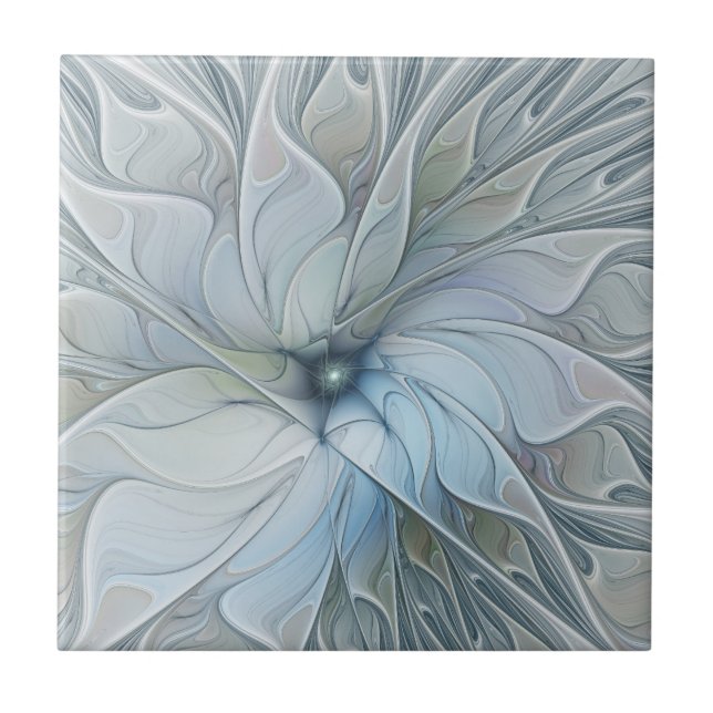 Elegant Beauty Modern Abstract Fractal Art Flower Tile (Front)