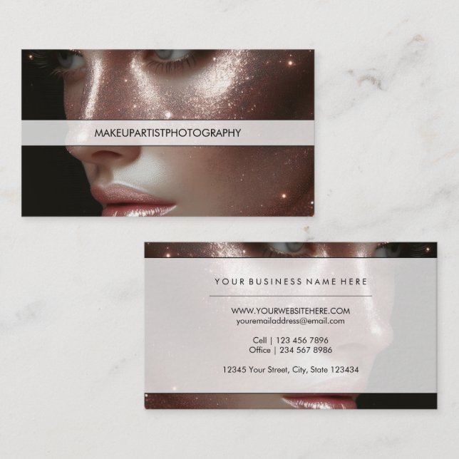 Elegant Beauty Photography Overlay Makeup Artist Business Card (Front/Back)