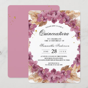 Elegant Beauty Pink Watercolor Orchid & Pampas Invitation