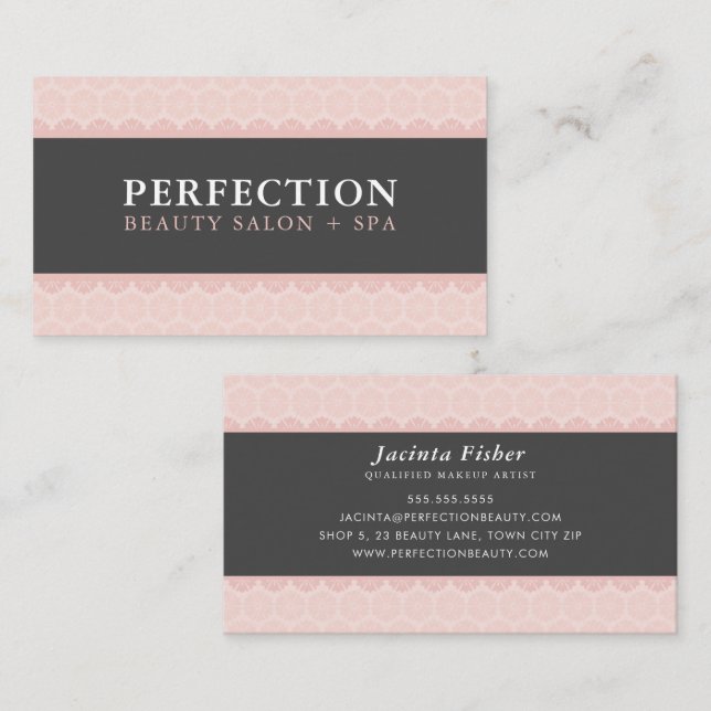 ELEGANT BEAUTY pretty pattern blush pink grey Business Card (Front/Back)