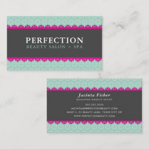 ELEGANT BEAUTY pretty pattern pink grey mint Business Card