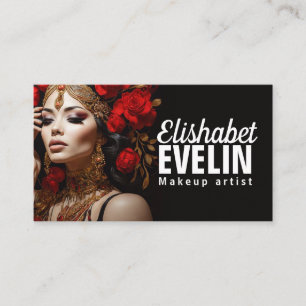 Elegant Beauty: Red Roses and Gold gt56 Business Card