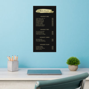 Elegant Beauty Salon Black and Gold Price List Wall Decal