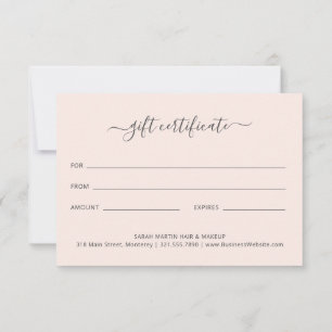 Elegant Beauty Salon Blush Pink Gift Certificate
