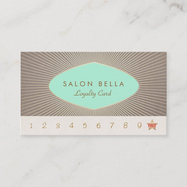 Elegant Beauty Salon Customer Loyalty Punch Card (Front)