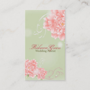 elegant beauty salon florist peony floral business card