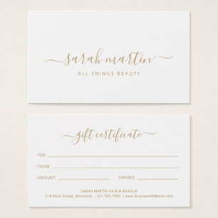 Elegant Beauty Salon Gold Gift Certificate
