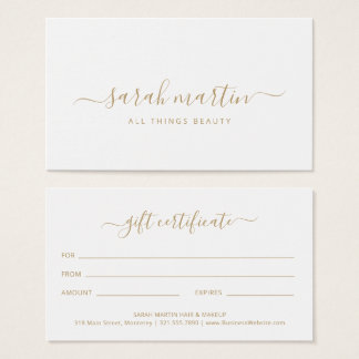 Elegant Beauty Salon Gold Gift Certificate