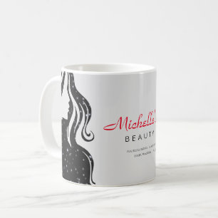 Elegant Beauty Salon & Hair Stylist White Black Coffee Mug